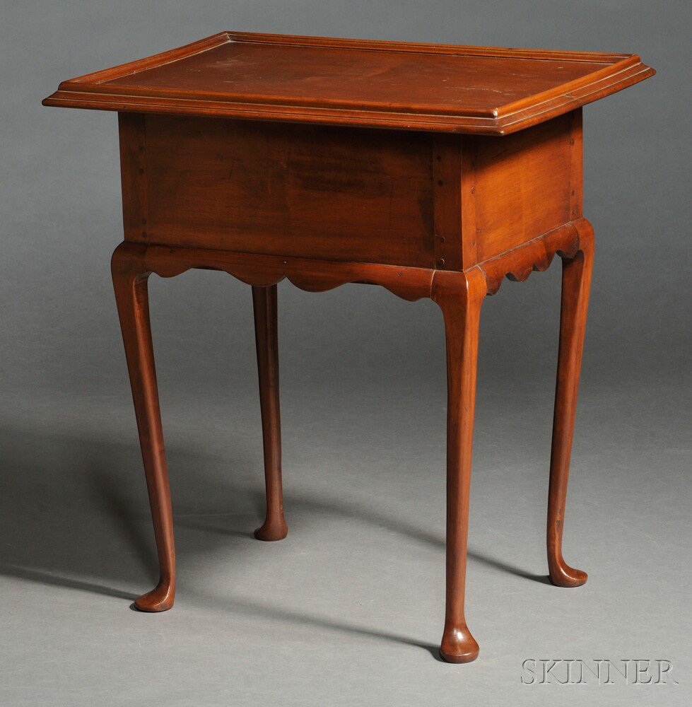 Appraisal: Queen Anne Cherry and Birch Tea Table New England mid-