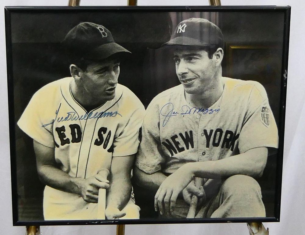 Appraisal: AUTOGRAPHED TED WILLIAMS JOE DIMAGGIO FRAMED Picture of Ted Williams