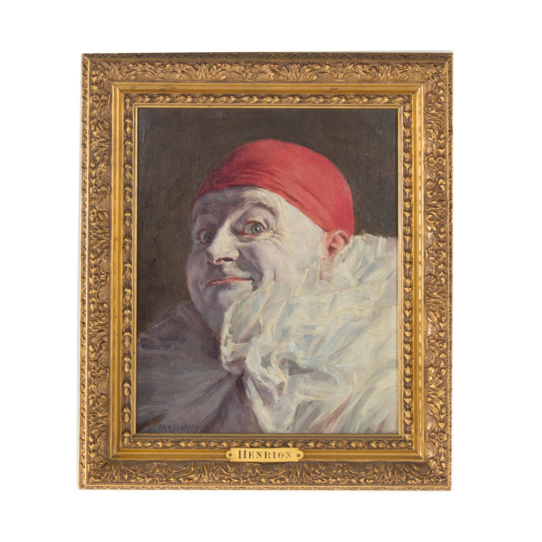 Appraisal: Armand Henrion Clown in Red Cap oil on board Armand