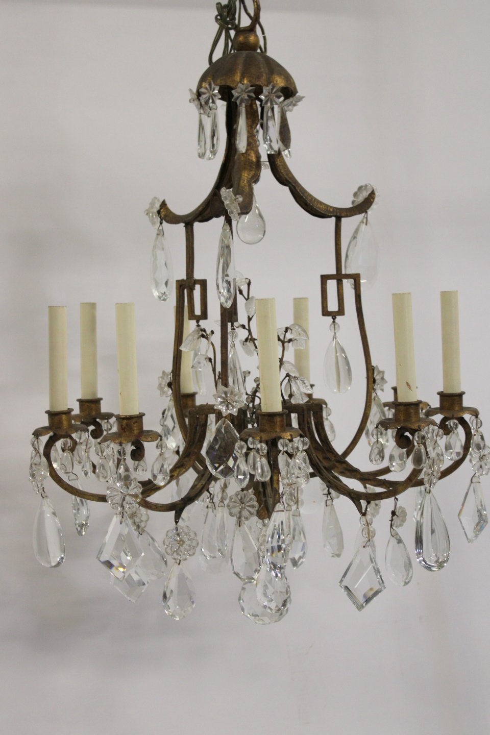 Appraisal: Fine Quality Vintage Gilt Metal Crystal Chandelier Heavy quality with