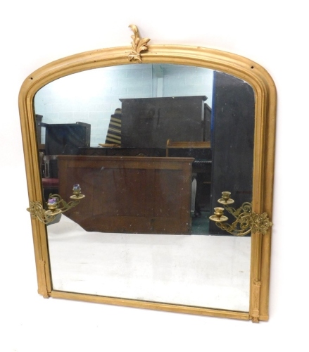 Appraisal: A Victorian giltwood overmantel mirror surmounted by an acanthus leaf