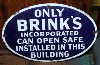 Appraisal: Brinks porcelain safe sign x minor chipping Brinks porcelain safe