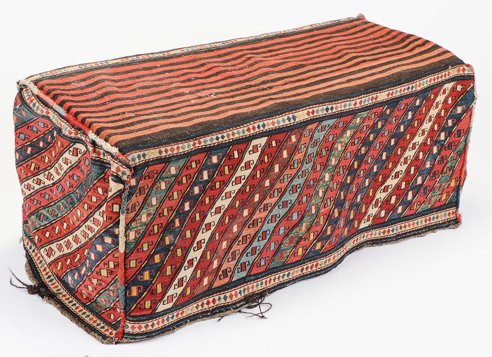 Appraisal: Antique Shah-Sevan Kilim Cargo Bag Besik Mafrash Antique Shah-Sevan Kilim