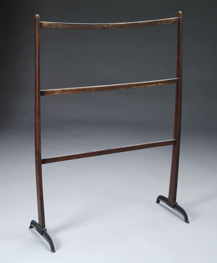 Appraisal: INTERESTING WOOD AND IRON DRYING RACK The tapered rounded top