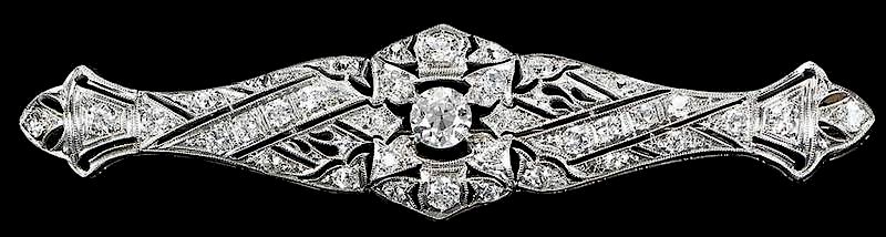 Appraisal: Antique Platinum and Diamond Brooch center old European cut diamond