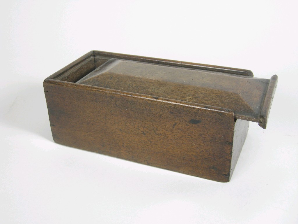 Appraisal: A th Century mahogany Candle Box with sliding lid