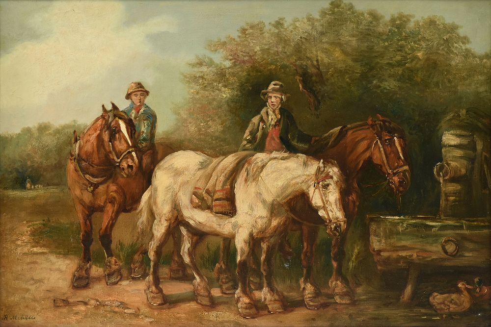 Appraisal: HARDEN SIDNEY MELVILLE - A PAINTING Watering the Work Horses