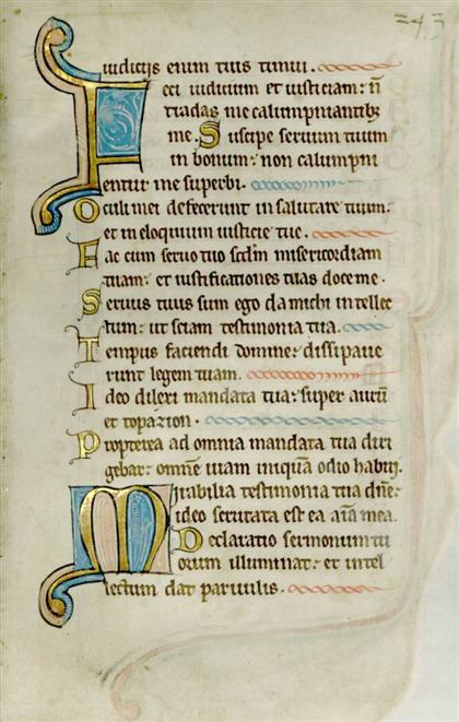 Appraisal: piece Illuminated Psalter Leaf on Vellum England th-Century x inches