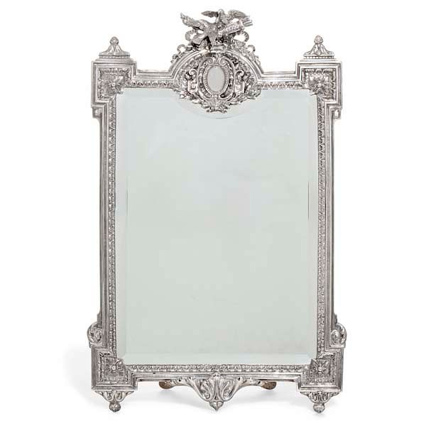 Appraisal: A sterling silver Neoclassical style mirror A sterling silver Neoclassical