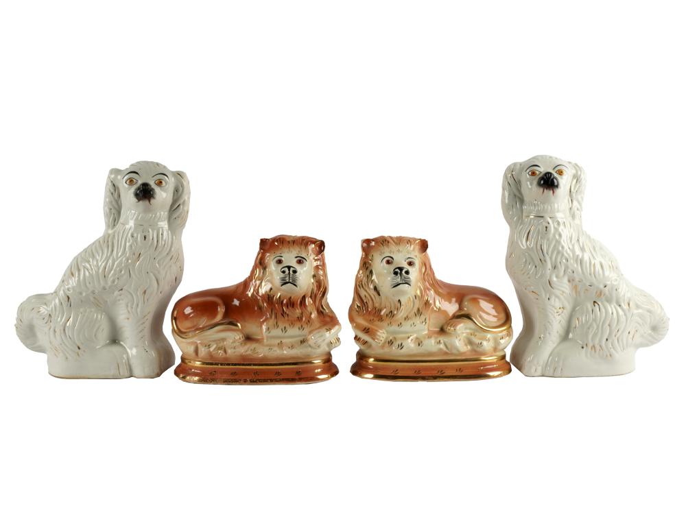 Appraisal: TWO PAIRS OF STAFFORDSHIRE ANIMAL FIGURESunsigned comprising a pair of