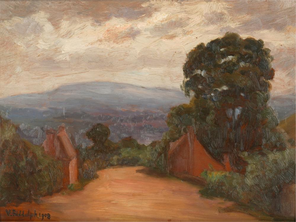 Appraisal: EARLY TH CENTURY ROAD THROUGH A LANDSCAPE oil on board