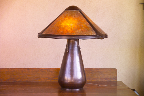 Appraisal: DIRK VAN ERP Hammered copper lamp with a teardrop-shaped base