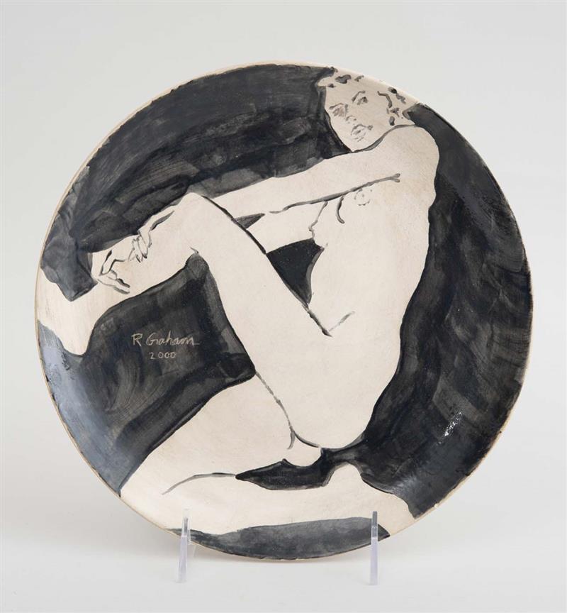 Appraisal: ROBERT GRAHAM - NUDE PLATE Glazed ceramic signed 'R Graham'