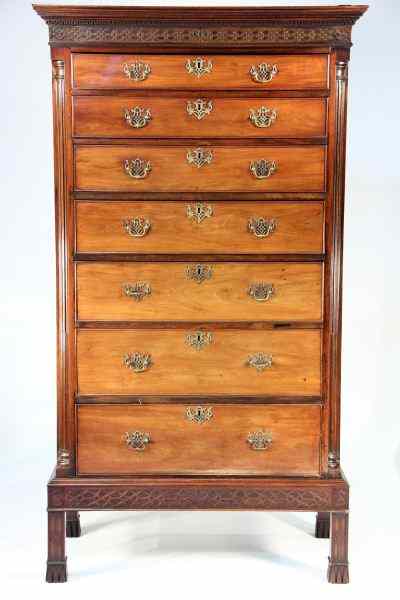 Appraisal: Antique English Chest on Framemid th century Chippendale stye chest