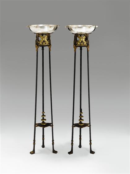 Appraisal: Pair of Art Deco gilt bronze and wrought metal torcheres