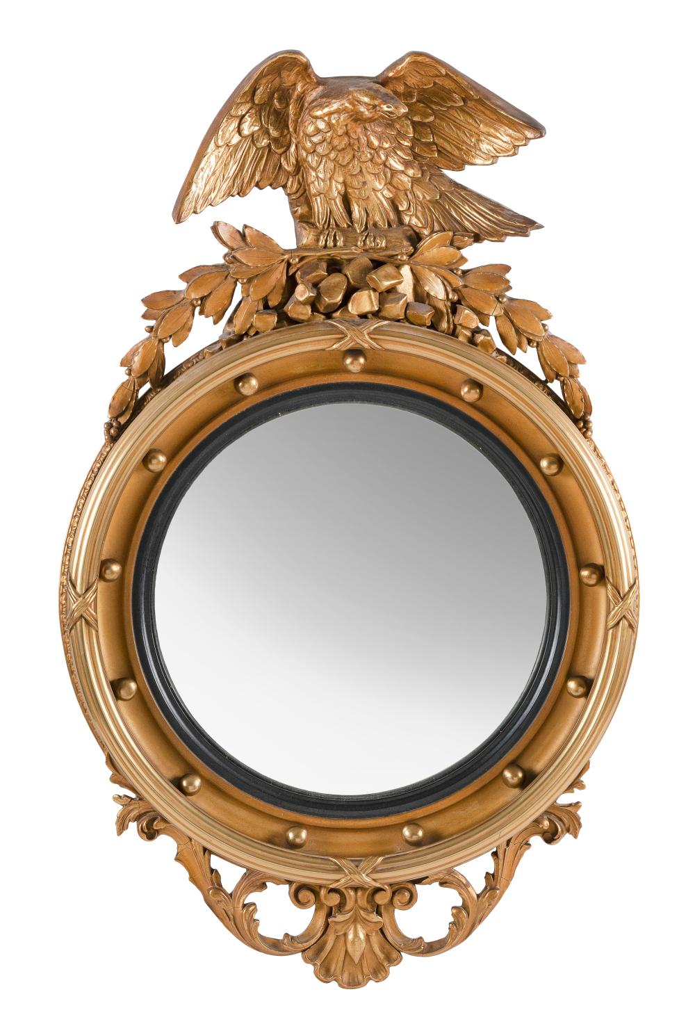 Appraisal: FEDERAL-STYLE GILT CONVEX MIRROR TH CENTURY HEIGHT WIDTH FEDERAL-STYLE GILT