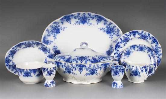 Appraisal: Ridgway flow blue china -piece partial dinner service in the