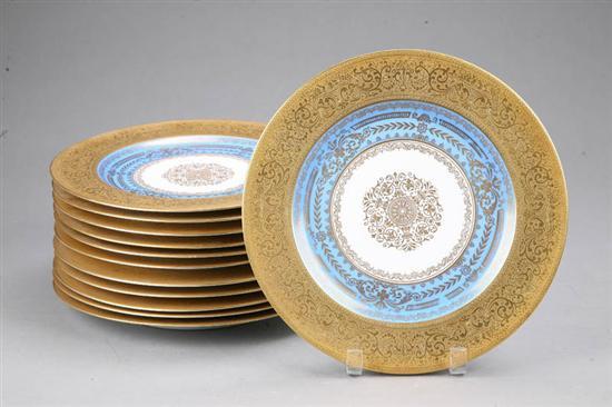 Appraisal: TWELVE PLATES Marked Royal Bavarian With a gilt embossed motif