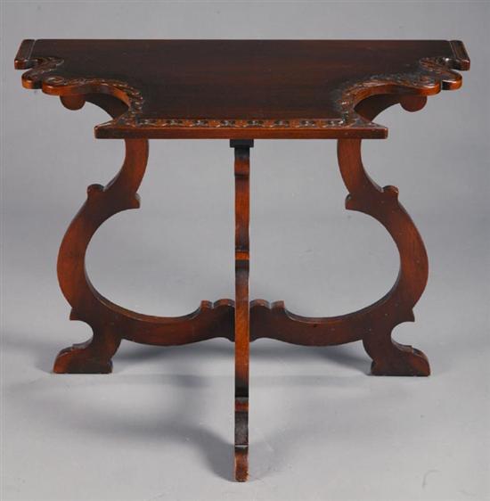 Appraisal: CARVED SIDE TABLE Attributed to Rorimer-Brooks Cleveland Ohio - walnut