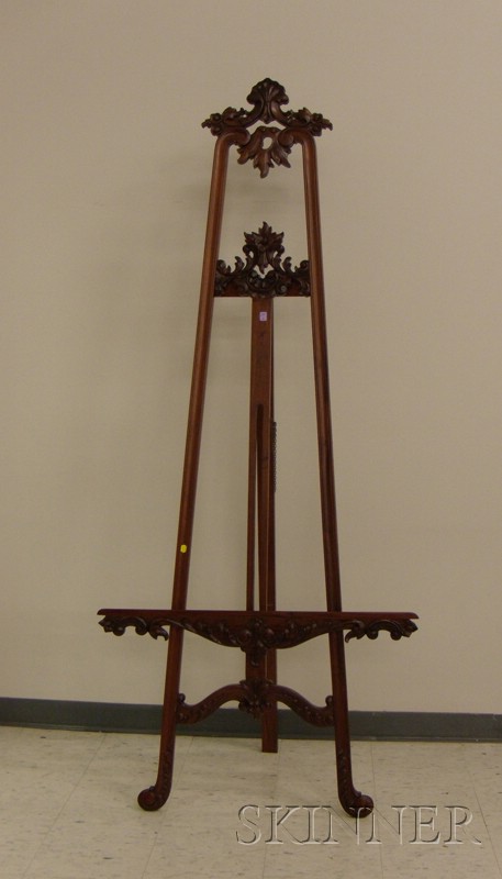 Appraisal: Rococo-style Carved Mahogany Easel ht wd in