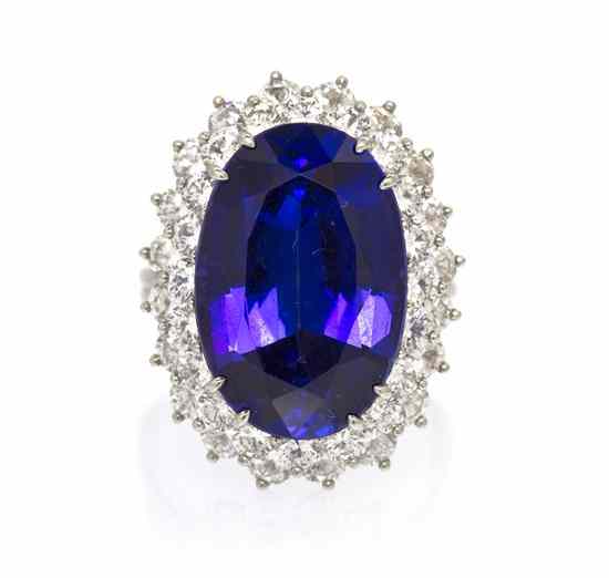 Appraisal: A Platinum Tanzanite and Diamond Ring Tiffany Co containing one