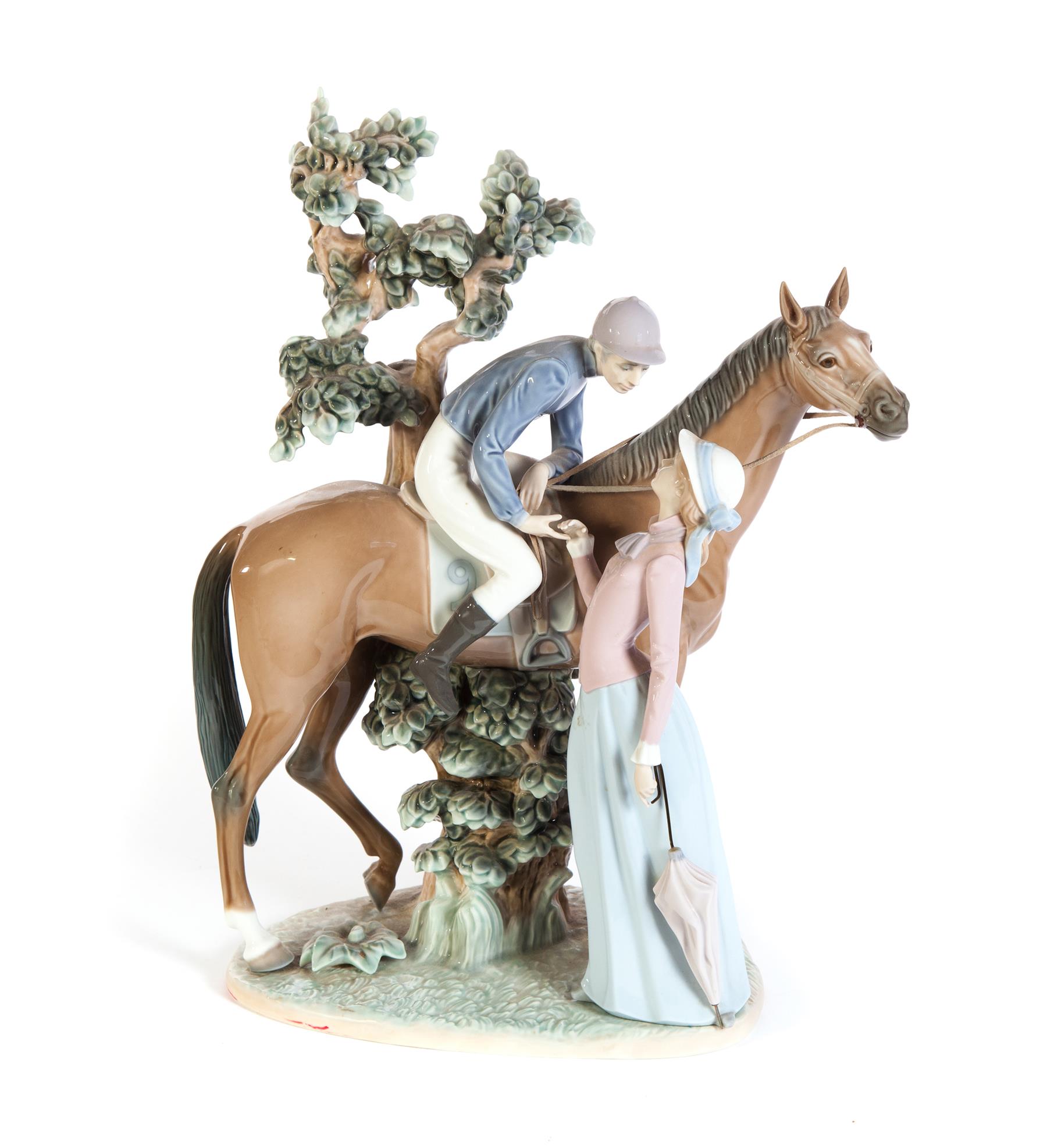 Appraisal: LLADRO FIGURAL GROUP OF A JOCKEY AND HIS ADMIRER Spain