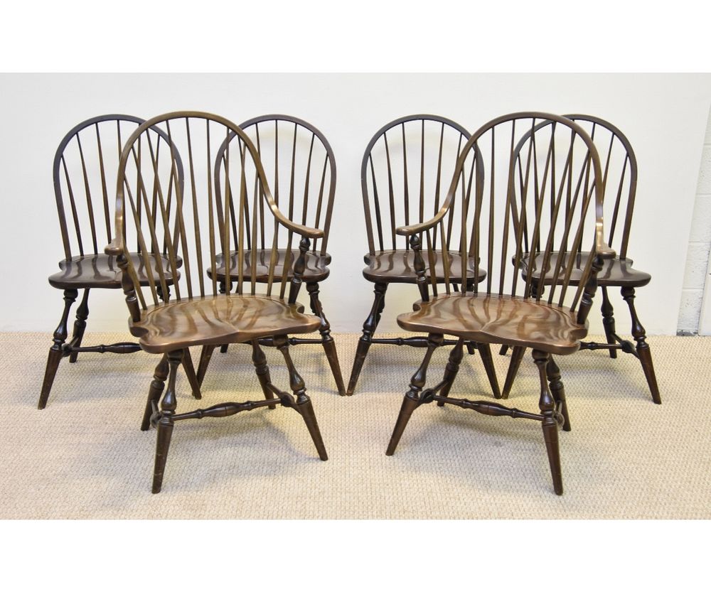 Appraisal: Stickley Set of Six Windsor Style Chairs Signed Stickley set