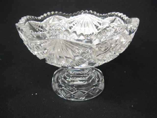 Appraisal: Cut Glass Compote starbursts diamond fan step cut pedestal base