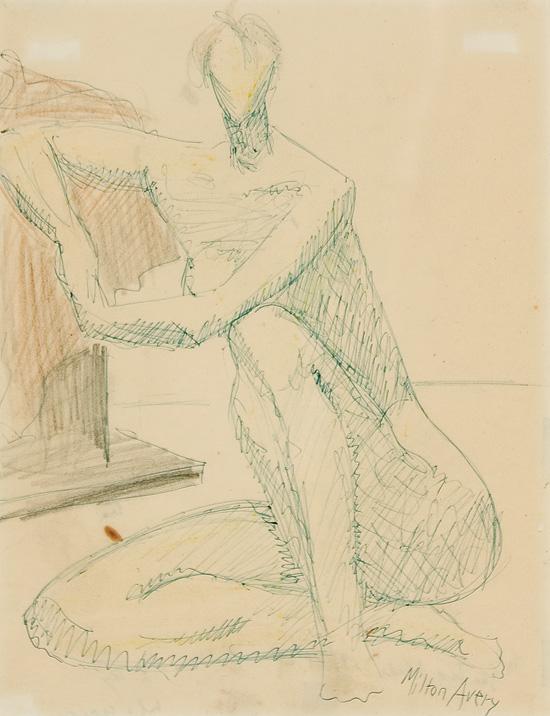 Appraisal: MILTON AVERY American - The Artist's Model ink and pencil