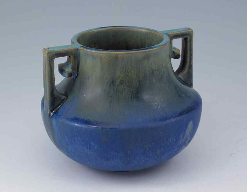 Appraisal: FULPER ART POTTERY DOUBLE HANDLED VASE With green blue glaze