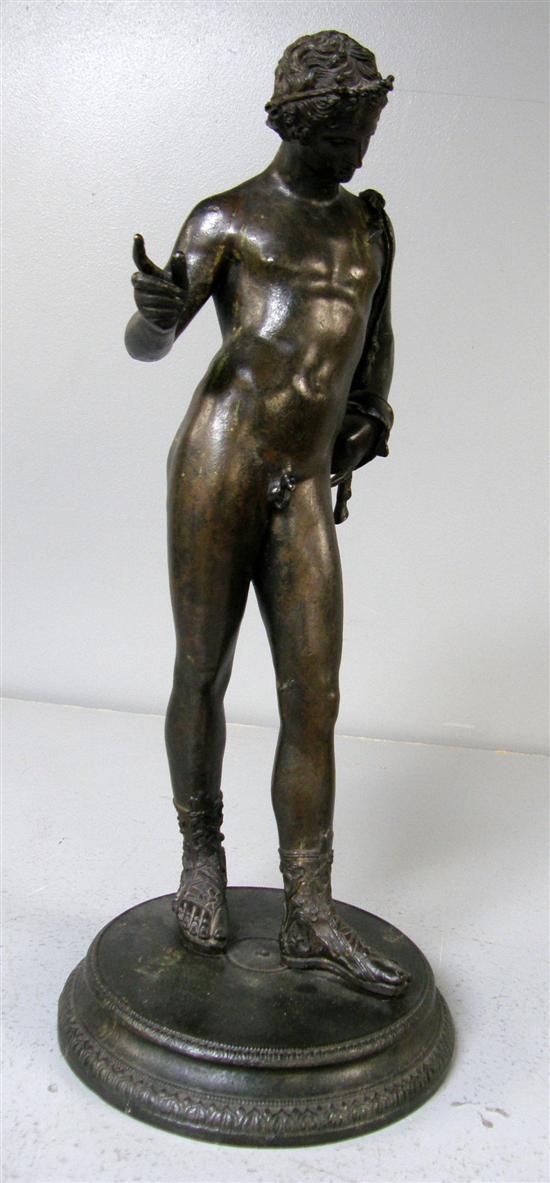 Appraisal: Cast bronze of a classical male figure wearing sandals and