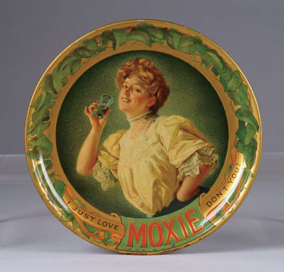 Appraisal: MOXIE TIP TRAY Illustration of Victorian lady saluting with a