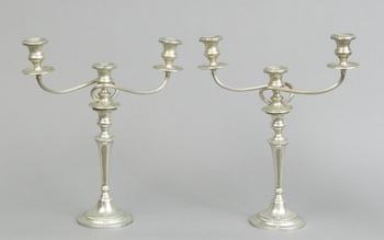 Appraisal: A Pair of Sterling Silver Gorham Tall Interchangeable Candelabra A