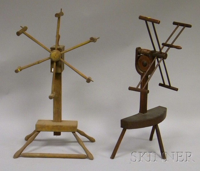 Appraisal: Shaker Yellow-painted Wooden Clock-work Yarn Winder and an Oak Yarn