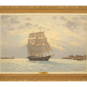 Appraisal: Hugh Boycott-Brown British - Entering Port Early Evening oil on