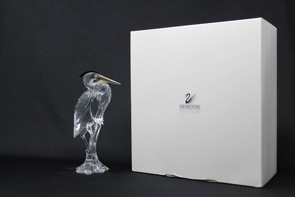 Appraisal: Swarovski Silver Heron Figurine w Original Box Swarovski Crystal Silver