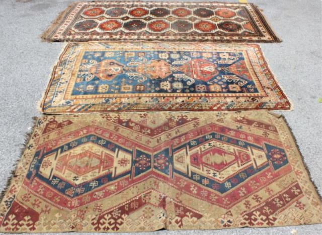 Appraisal: Lot of Antique Throw Rugs From a Yonkers NY estate