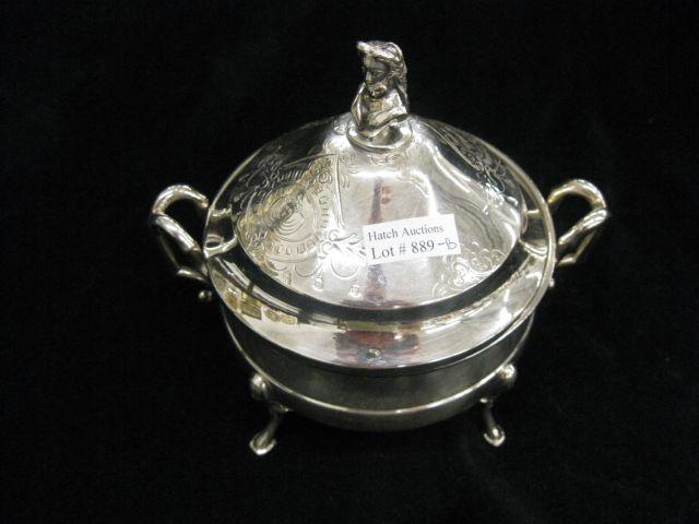 Appraisal: Victorian Silverplate Butter Dish footed figural bust on top ice