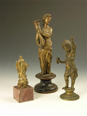 Appraisal: An th century gilt bronze figure of a robed maiden