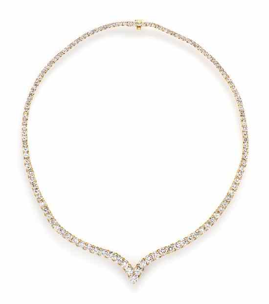 Appraisal: An Karat Yellow Gold and Diamond Riviera Necklace containing round