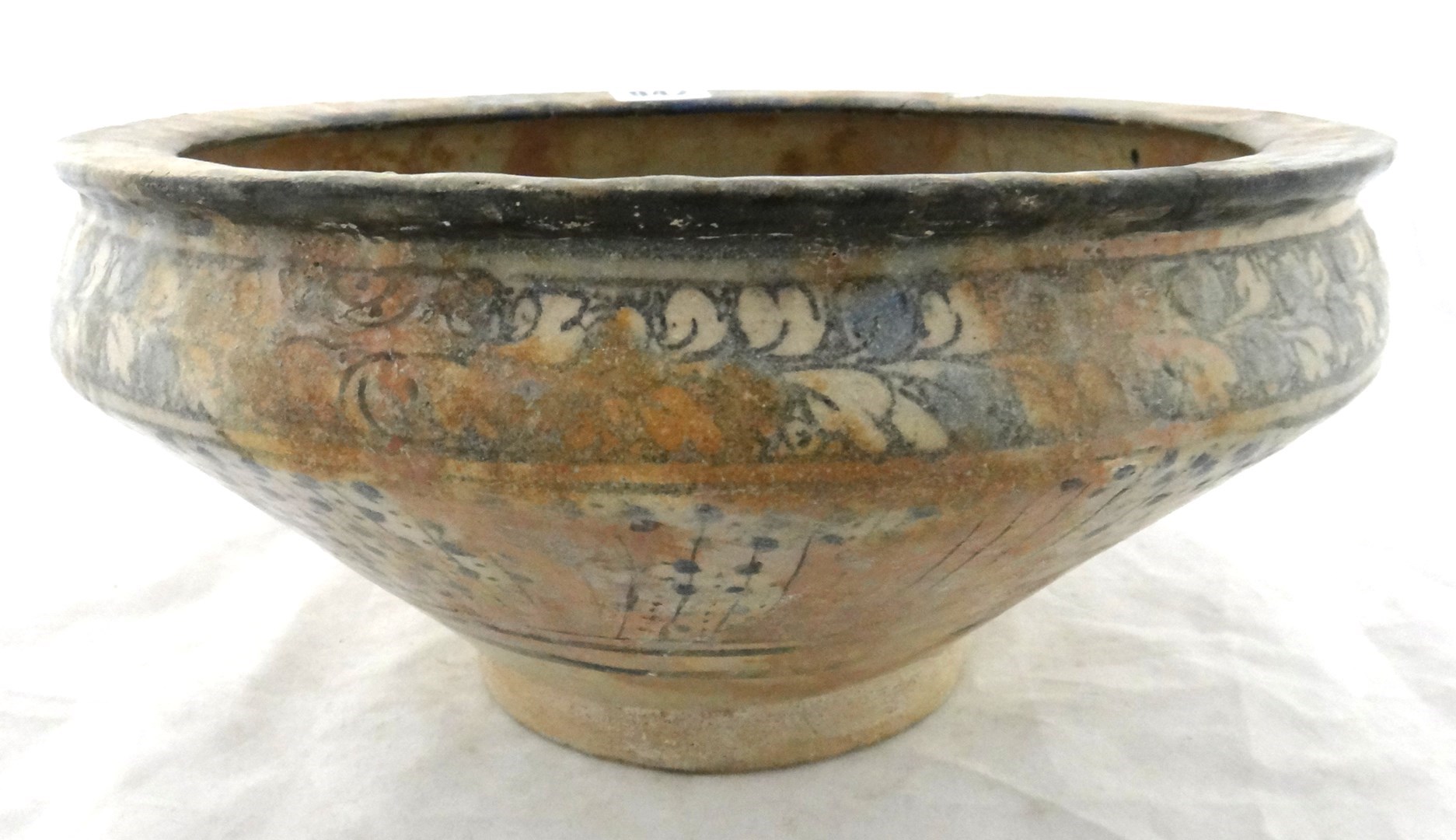 Appraisal: A Sultanabad pottery bowl Persia late th th century painted