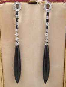 Appraisal: A fine pair of Art Deco platinum diamond and onyx