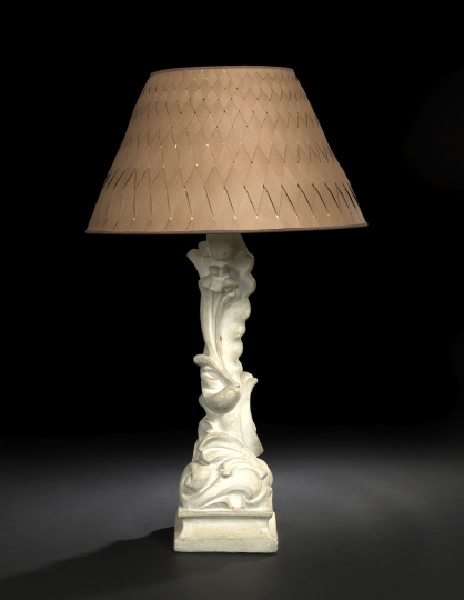 Appraisal: Serge Roche French - White Plaster Tangent Scrolls Table Lamp