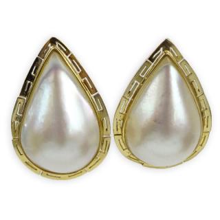 Appraisal: Vintage Large Mabe Pearl and Karat Yellow Gold Earrings Vintage