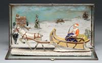 Appraisal: A MOST UNUSUAL SANTA IN SLEDGE PULLED BY A REINDEER