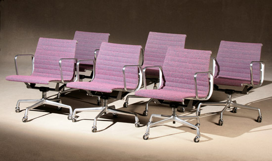 Appraisal: Set of Six Charles Ray Eames 'Aluminum Group' Swivel Armchairs