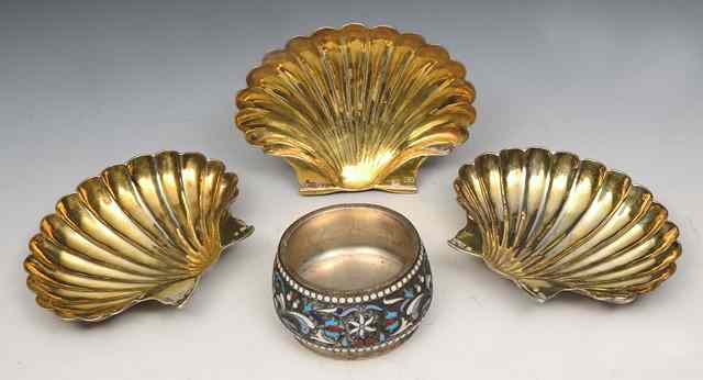 Appraisal: A SET OF THREE CONTINENTAL SILVER GILT CAVIAR DISHES in