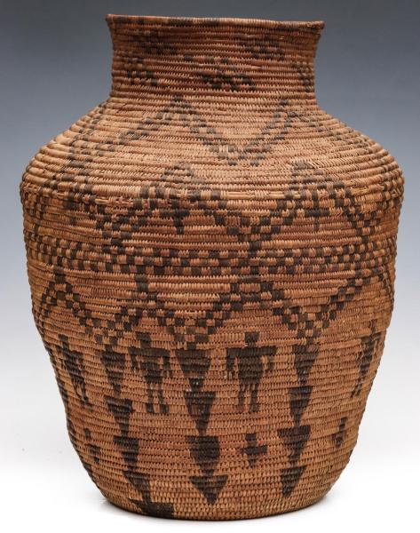 Appraisal: A -INCH APACHE OLLA BASKET WITH FIGURES C The fine