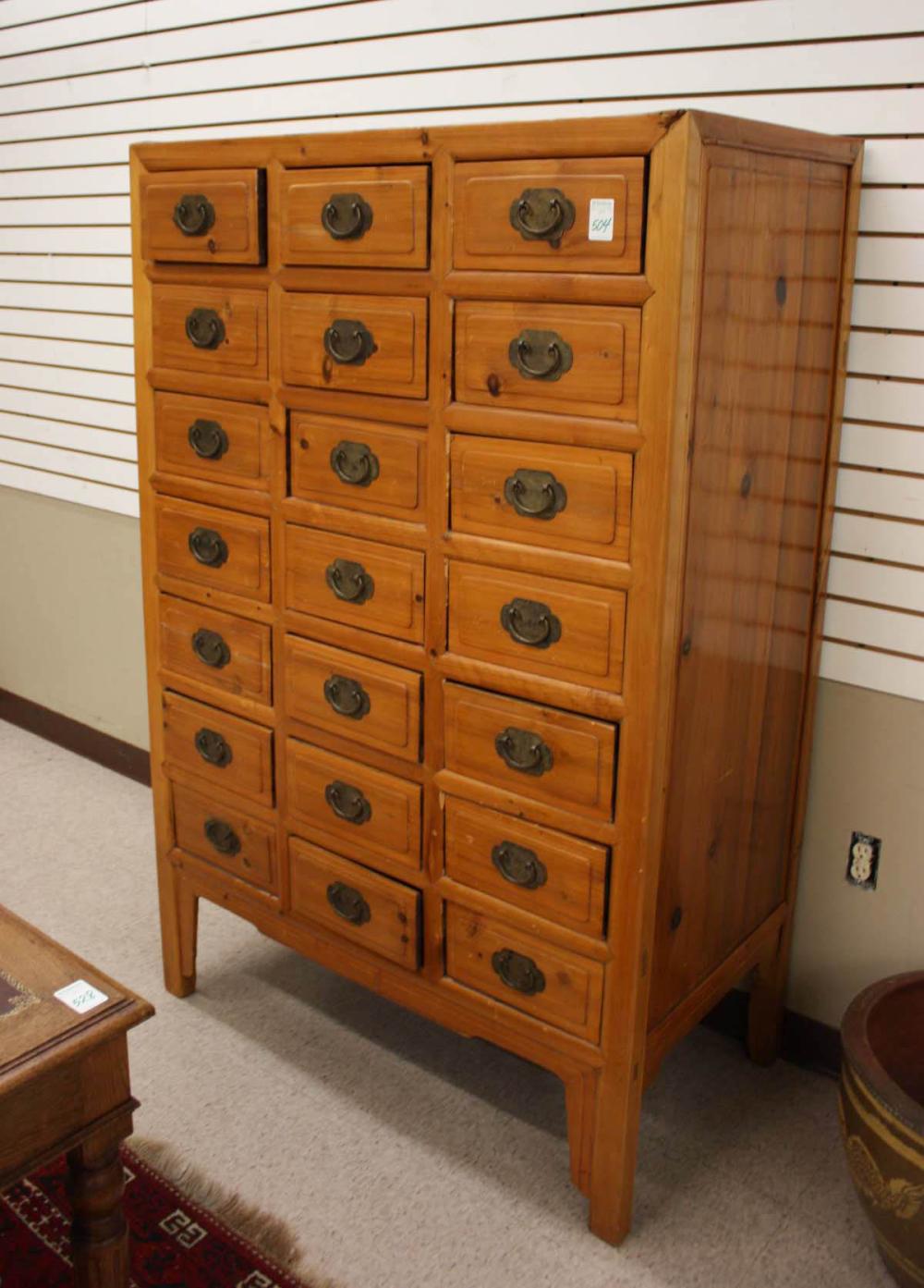 Appraisal: CHINESE ELMWOOD APOTHECARY CHEST drawers H x W x D