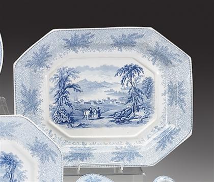 Appraisal: Historical medium blue transferware tureen stand william ridgway son co